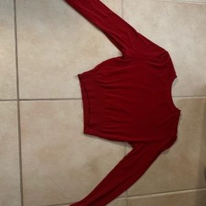 red long sleeve cropped crew